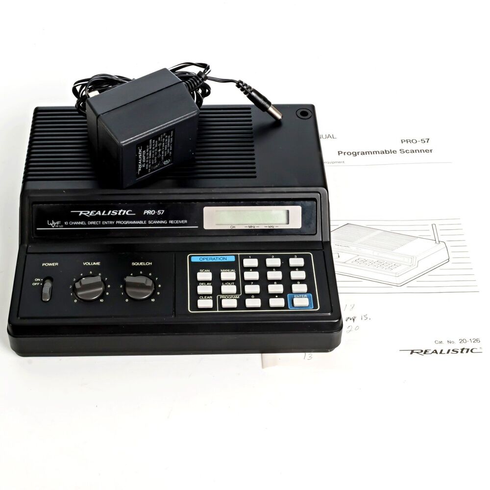 Realistic Pro 57 Police Scanner Receiver Radio Shack 20-126 w/Power NO ANTENNA